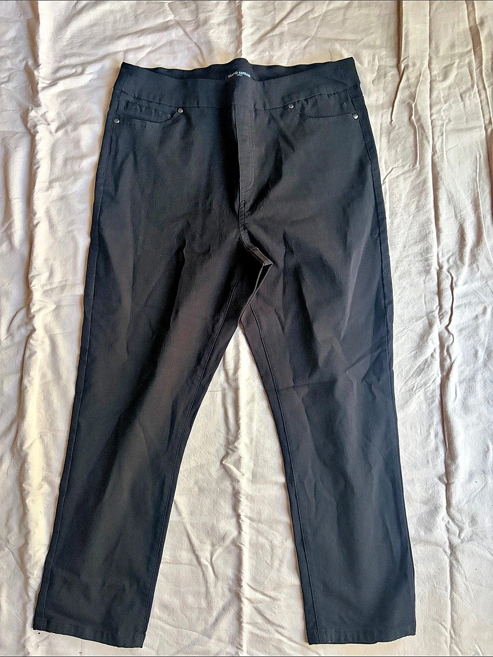 Mario Serrani Pull-On Capri Pants Straight Leg Black Large